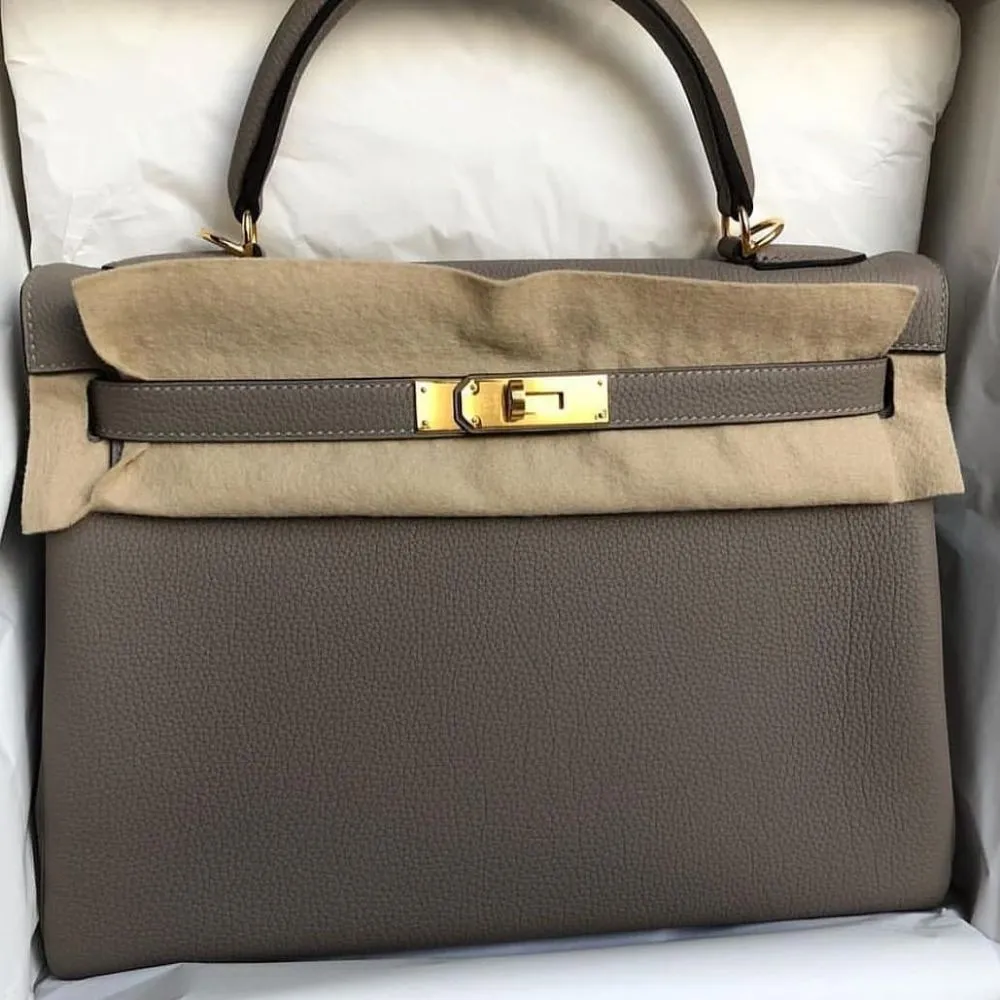 Hermès Kelly 32 Gris Asphalte Togo Gold Hardware GHW
