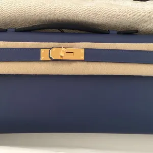 Hermès Kelly Cut Bleu Brighton Swift Gold Hardware GHW