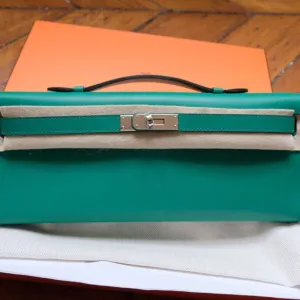 Hermès Kelly Cut Vert Vertigo Swift Palladium Hardware PHW