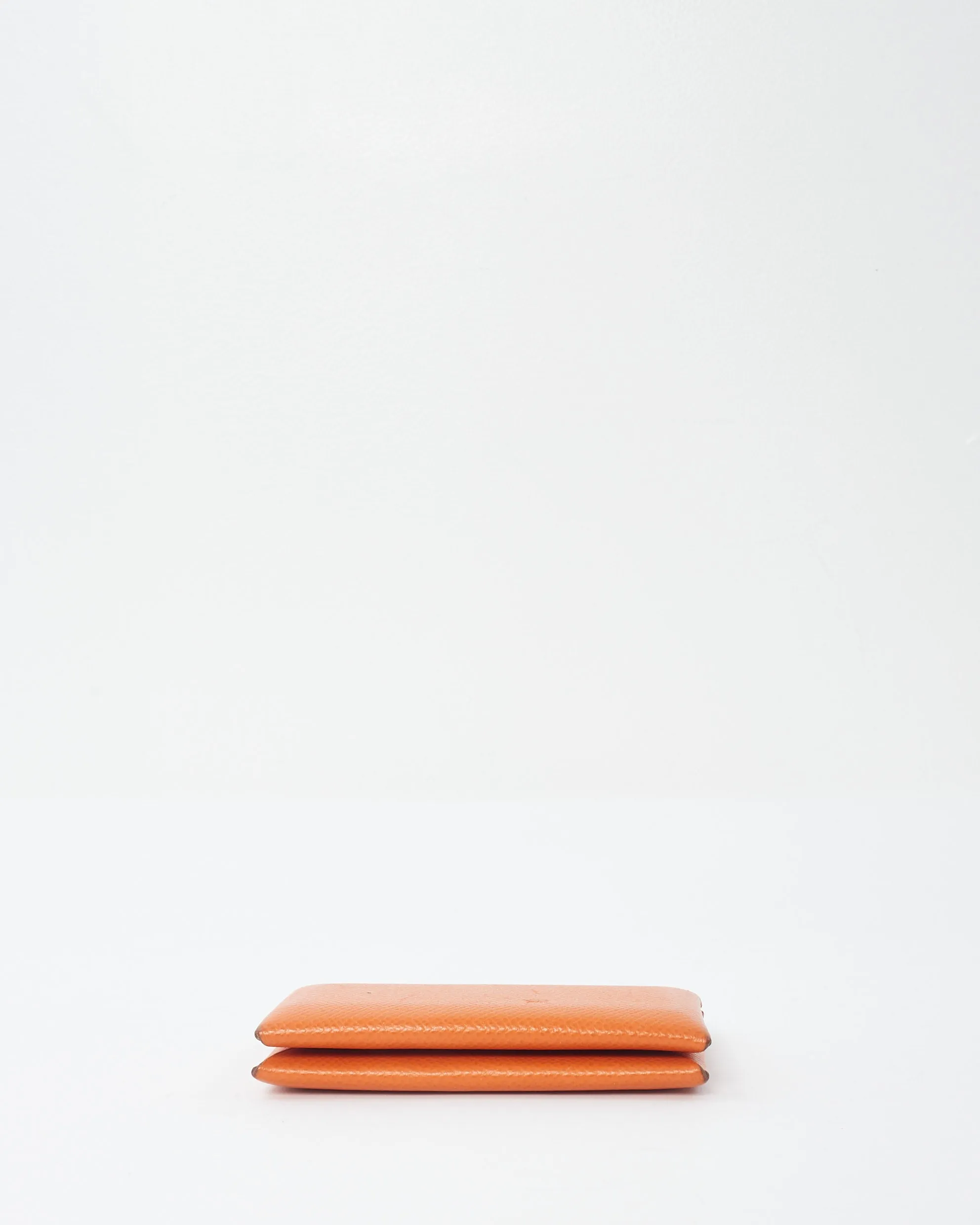 Hermès Orange Leather Calvi Card Holder