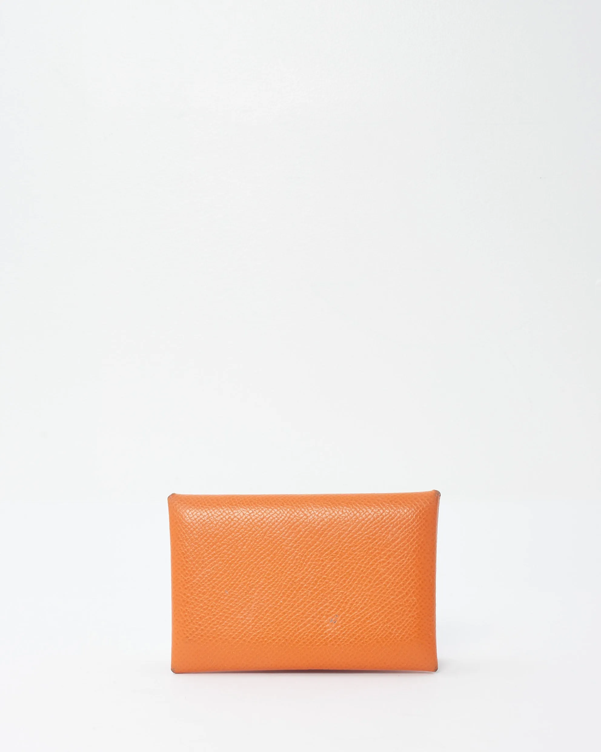 Hermès Orange Leather Calvi Card Holder