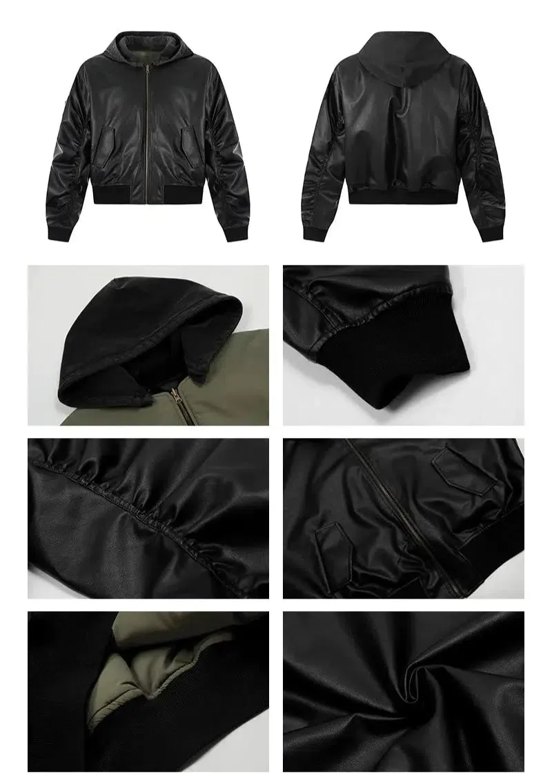 Hooded Double-Sided Leather Jacket