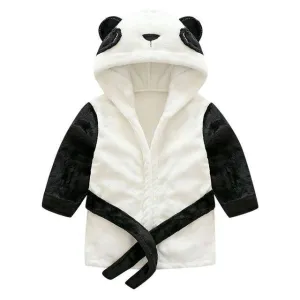 Hooded Flannel Lovely Animals Bathrobe- Pink, Grey, Black, White