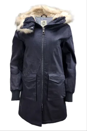 HoodLamb Women's Black Long Natural Hemp Hooded Parka 420 NWT