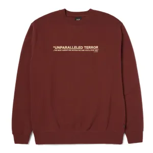 HUF X TEXAS CHAINSAW MASSACRE UNPARALLELED TERROR CREWNECK - CHOCOLATE