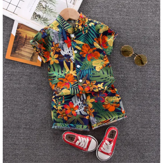 INSTOCK-children's clothing boys short-sleeved shirt floral set