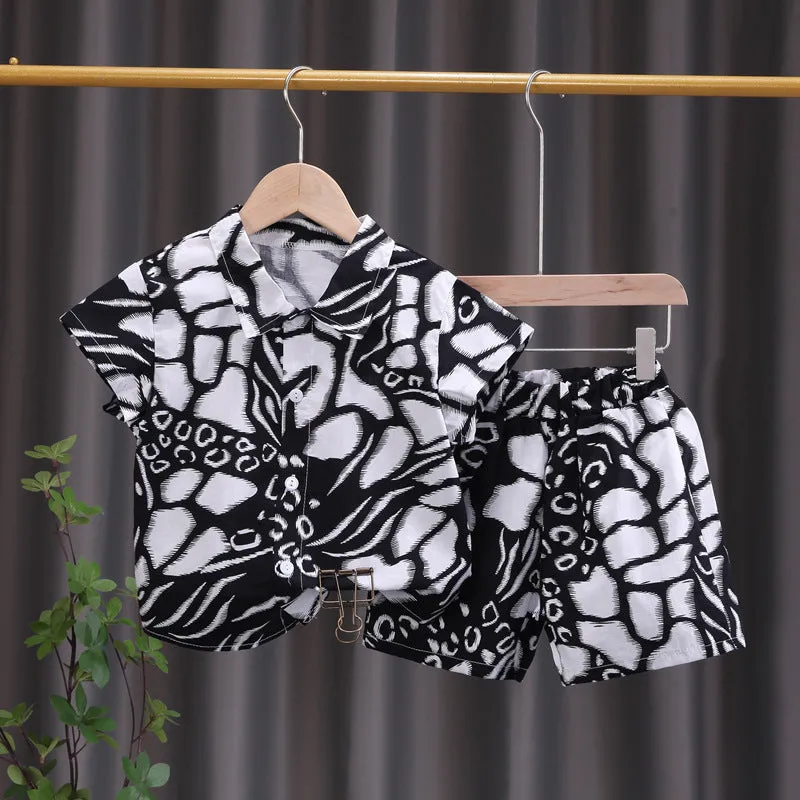 INSTOCK-children's clothing boys short-sleeved shirt floral set