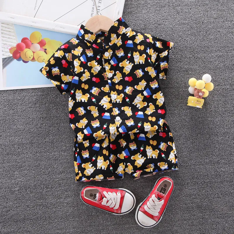 INSTOCK-children's clothing boys short-sleeved shirt floral set