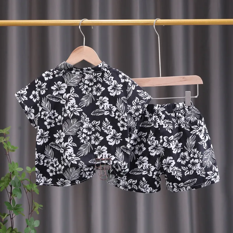 INSTOCK-children's clothing boys short-sleeved shirt floral set