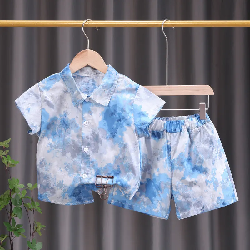 INSTOCK-children's clothing boys short-sleeved shirt floral set