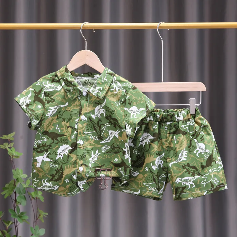 INSTOCK-children's clothing boys short-sleeved shirt floral set