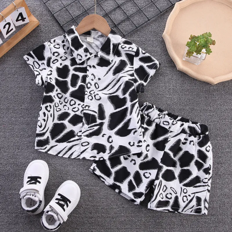 INSTOCK-children's clothing boys short-sleeved shirt floral set