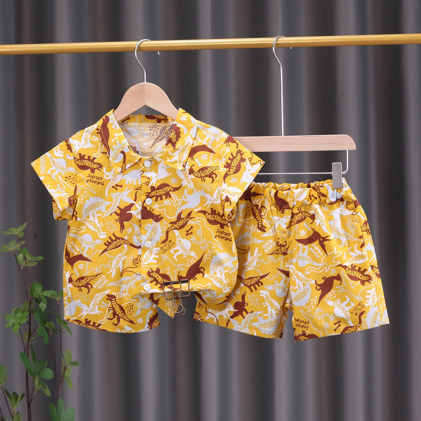 INSTOCK-children's clothing boys short-sleeved shirt floral set