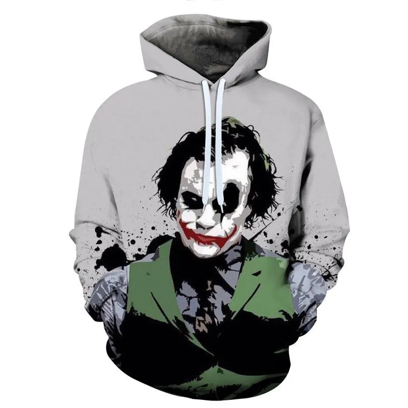 INSTOCK-men's new 3D printed joker hooded jacket