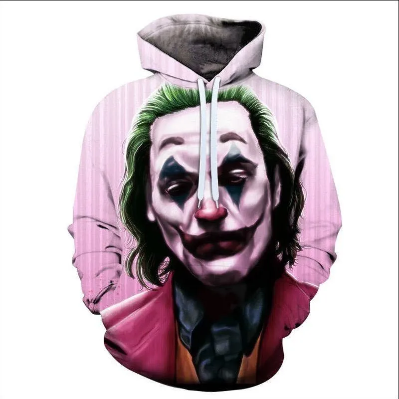 INSTOCK-men's new 3D printed joker hooded jacket