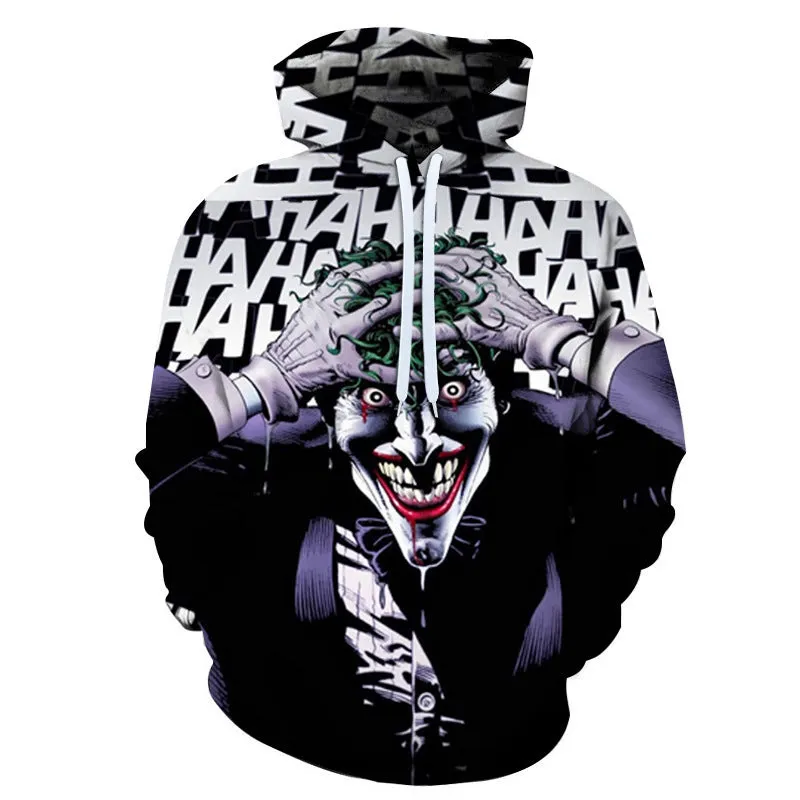 INSTOCK-men's new 3D printed joker hooded jacket