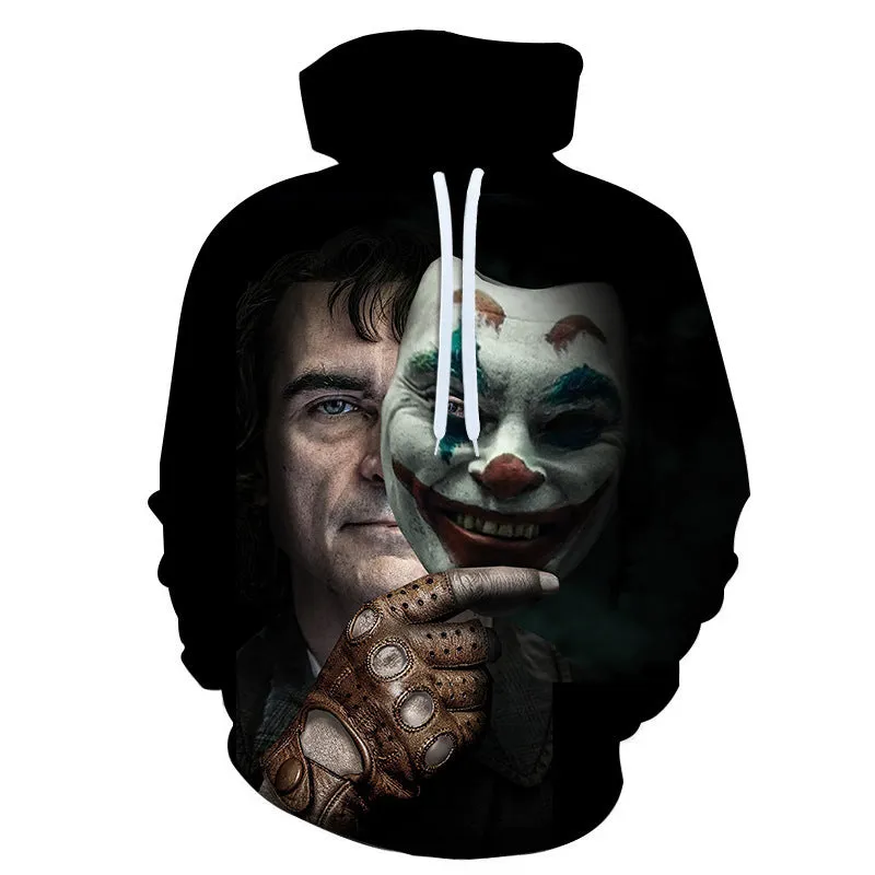 INSTOCK-men's new 3D printed joker hooded jacket