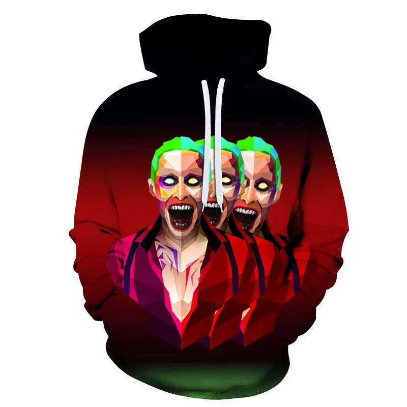 INSTOCK-men's new 3D printed joker hooded jacket