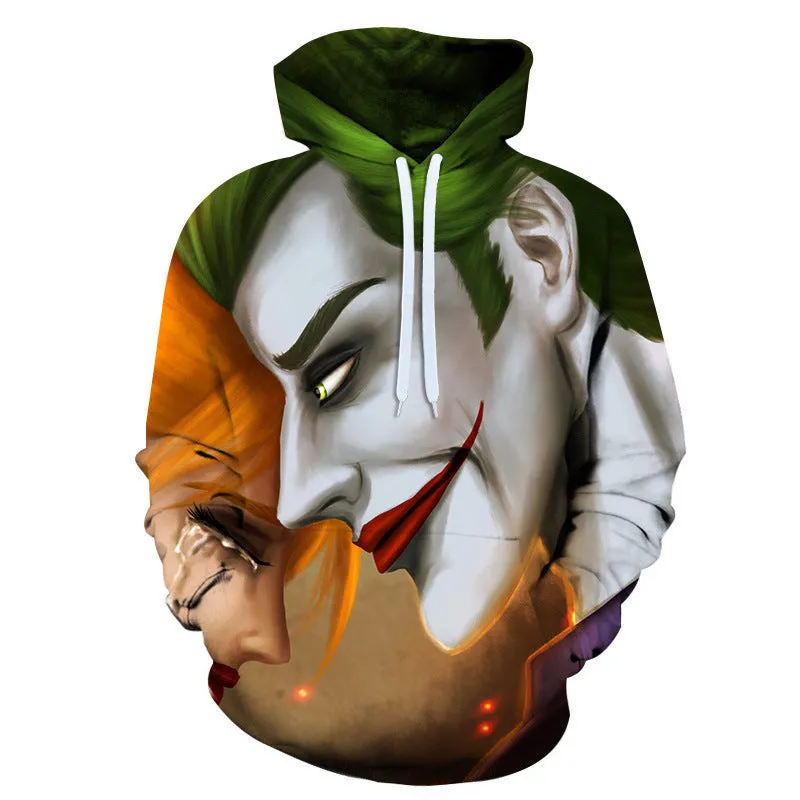 INSTOCK-men's new 3D printed joker hooded jacket