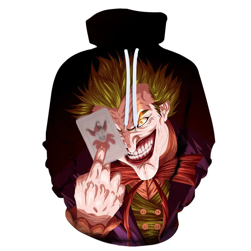 INSTOCK-men's new 3D printed joker hooded jacket