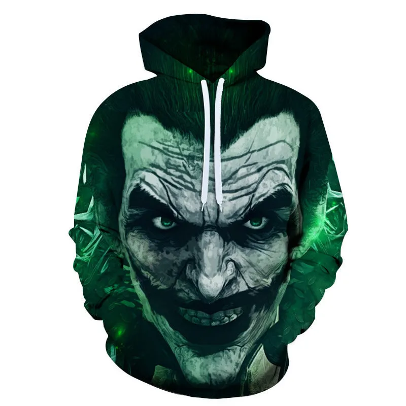 INSTOCK-men's new 3D printed joker hooded jacket