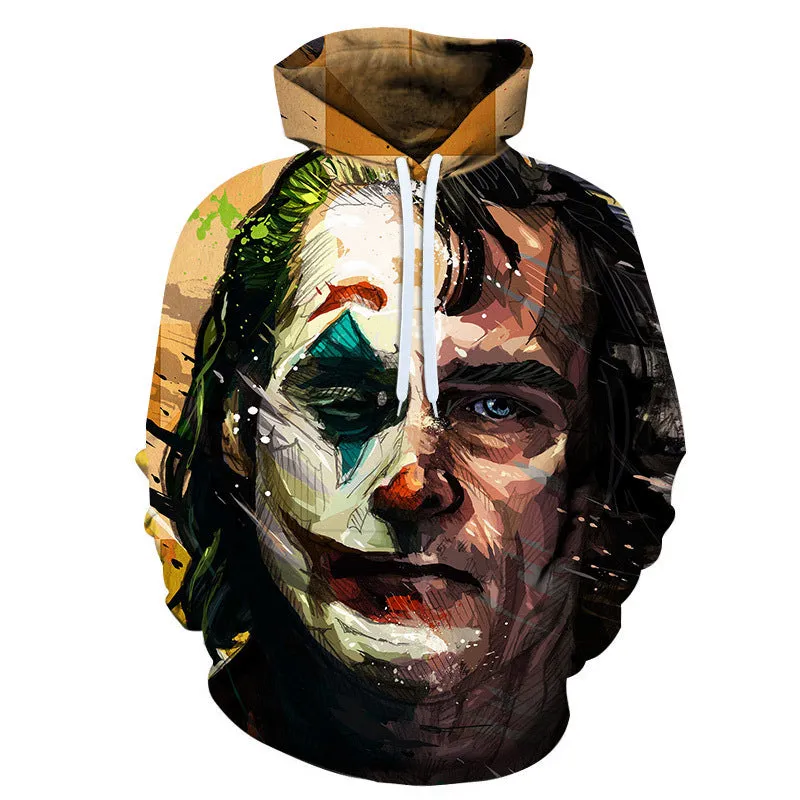 INSTOCK-men's new 3D printed joker hooded jacket