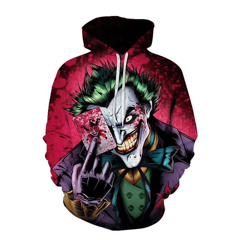 INSTOCK-men's new 3D printed joker hooded jacket