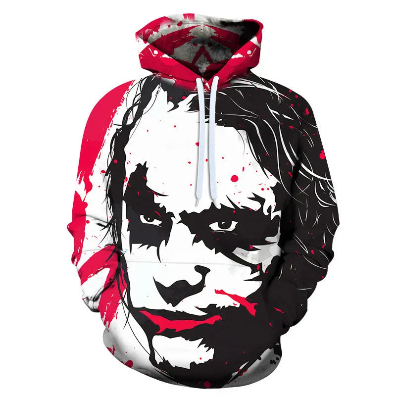 INSTOCK-men's new 3D printed joker hooded jacket