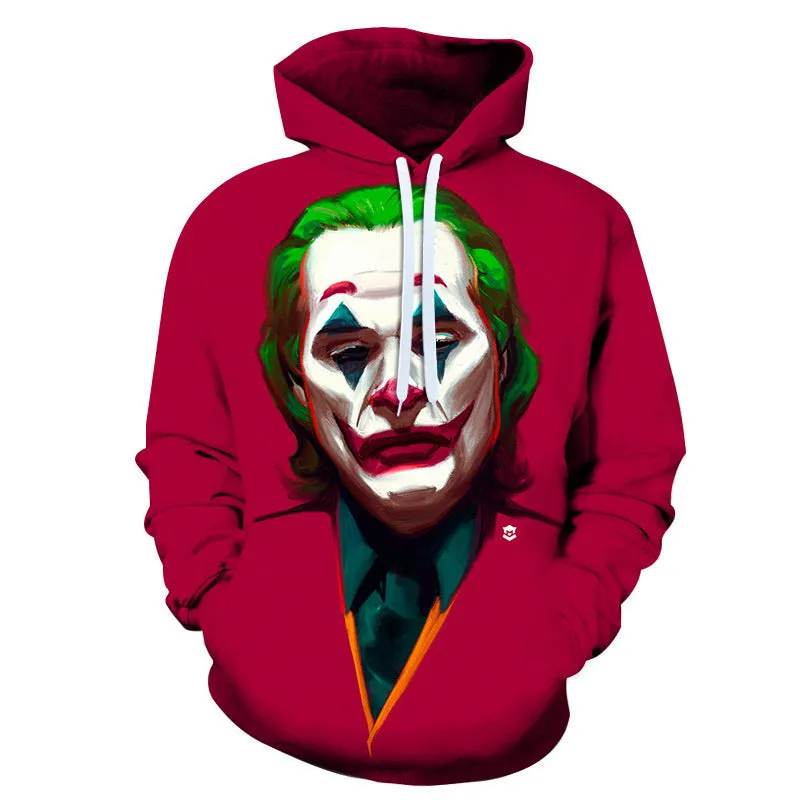 INSTOCK-men's new 3D printed joker hooded jacket