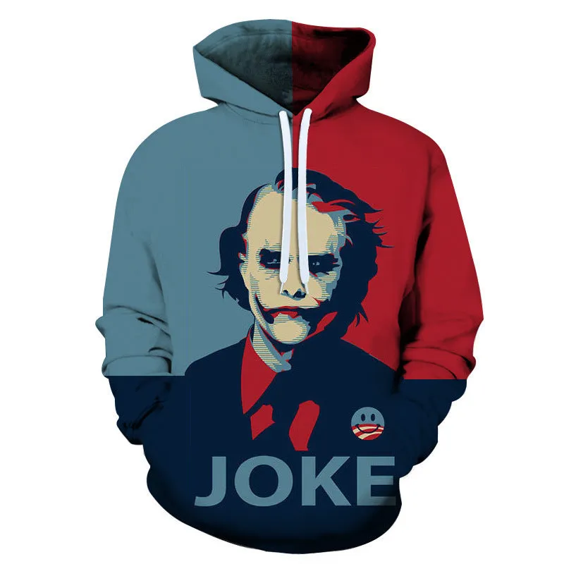 INSTOCK-men's new 3D printed joker hooded jacket