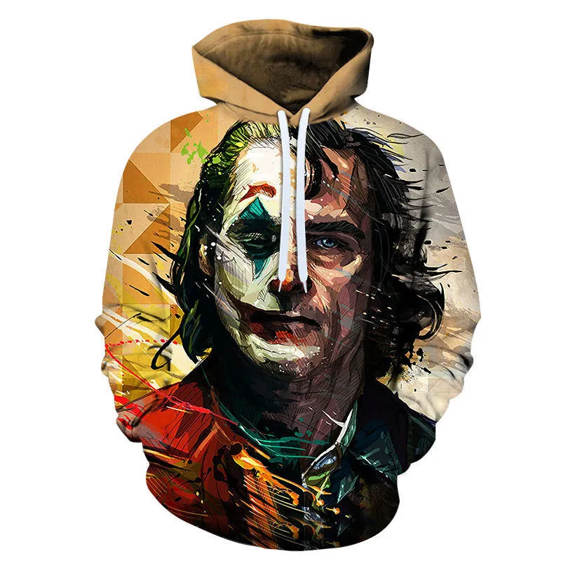 INSTOCK-men's new 3D printed joker hooded jacket