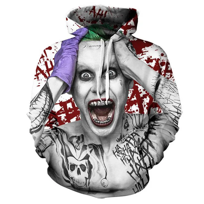 INSTOCK-men's new 3D printed joker hooded jacket