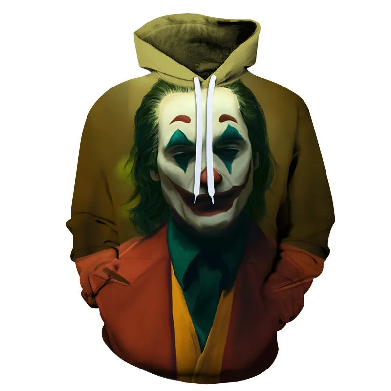 INSTOCK-men's new 3D printed joker hooded jacket