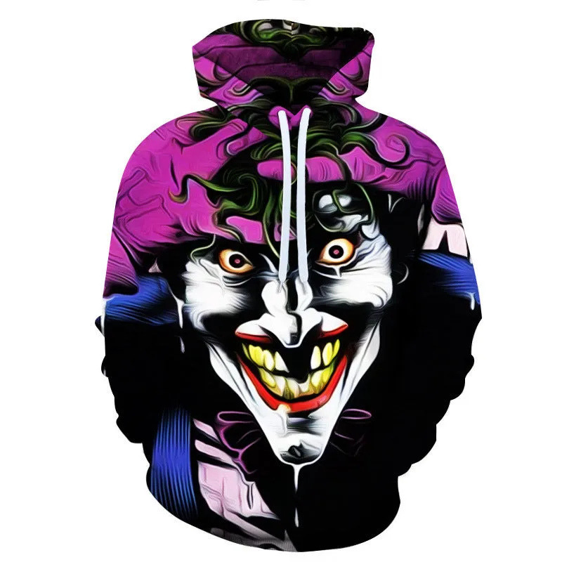 INSTOCK-men's new 3D printed joker hooded jacket
