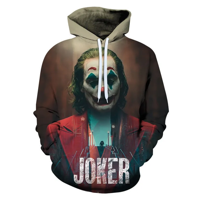 INSTOCK-men's new 3D printed joker hooded jacket