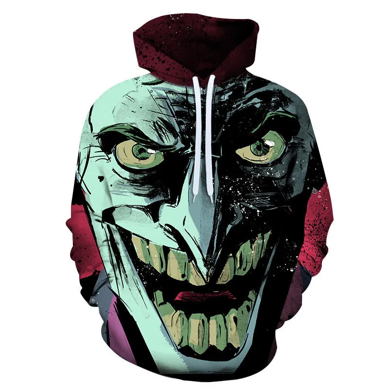 INSTOCK-men's new 3D printed joker hooded jacket