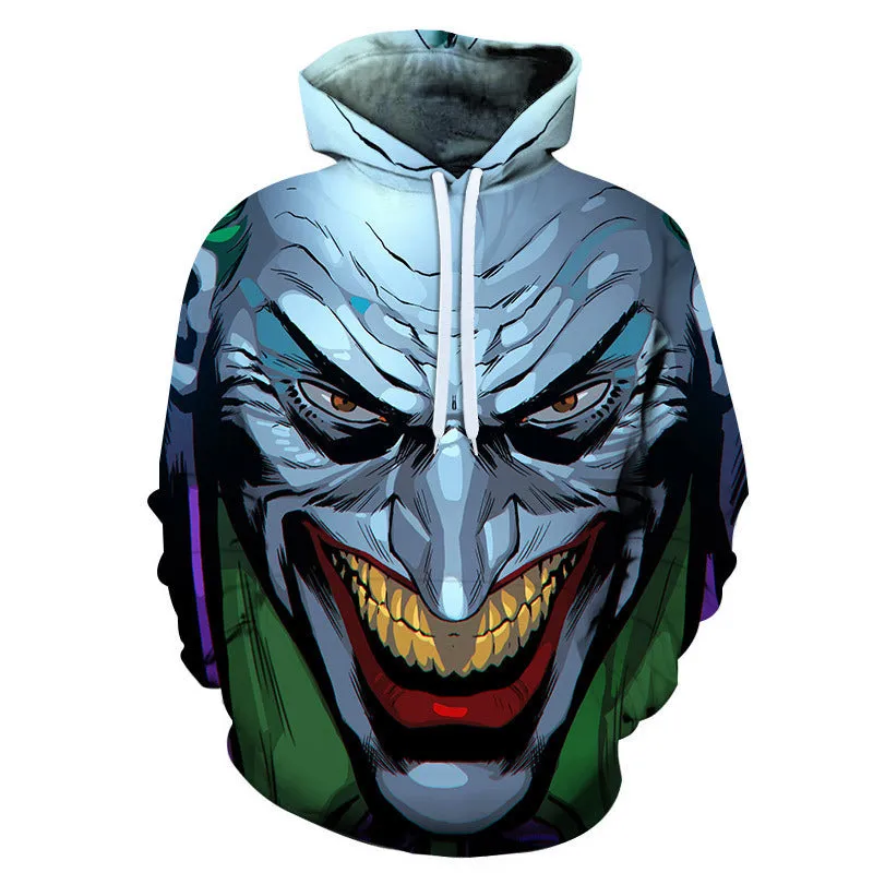 INSTOCK-men's new 3D printed joker hooded jacket