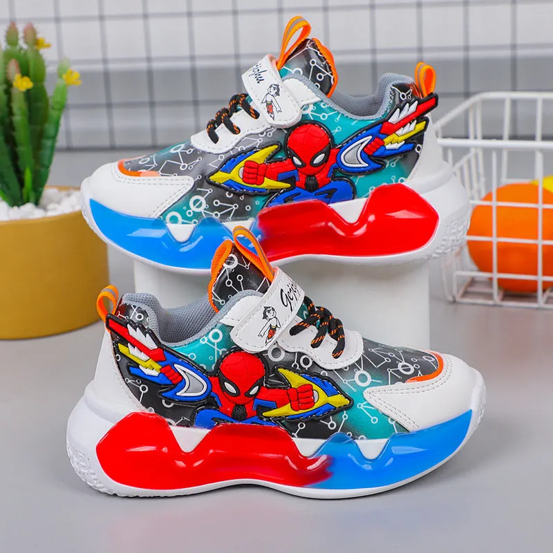INSTOCK- New Mesh Leather Spider-Man Children's Light Running