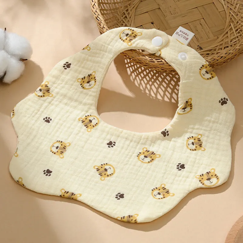 INSTOCK-(PACK OF 3)  Baby bib 6-layer pure cotton gauze petal bib