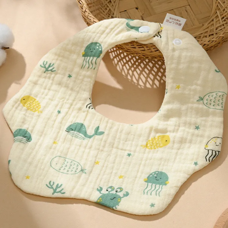 INSTOCK-(PACK OF 3)  Baby bib 6-layer pure cotton gauze petal bib