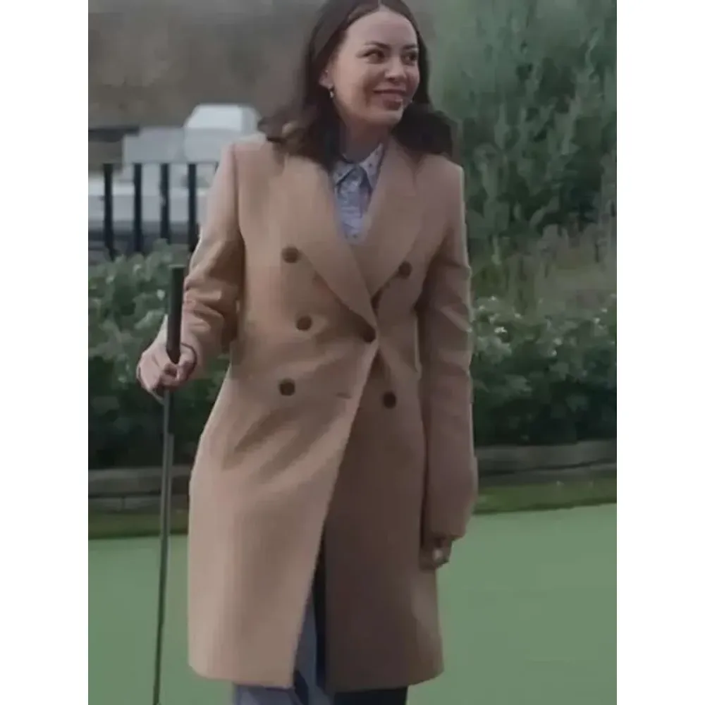 Janel Parrish Return to Office 2025 Brown Coat