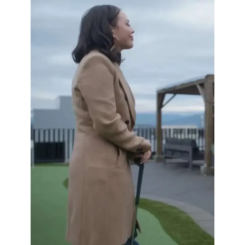 Janel Parrish Return to Office 2025 Brown Coat