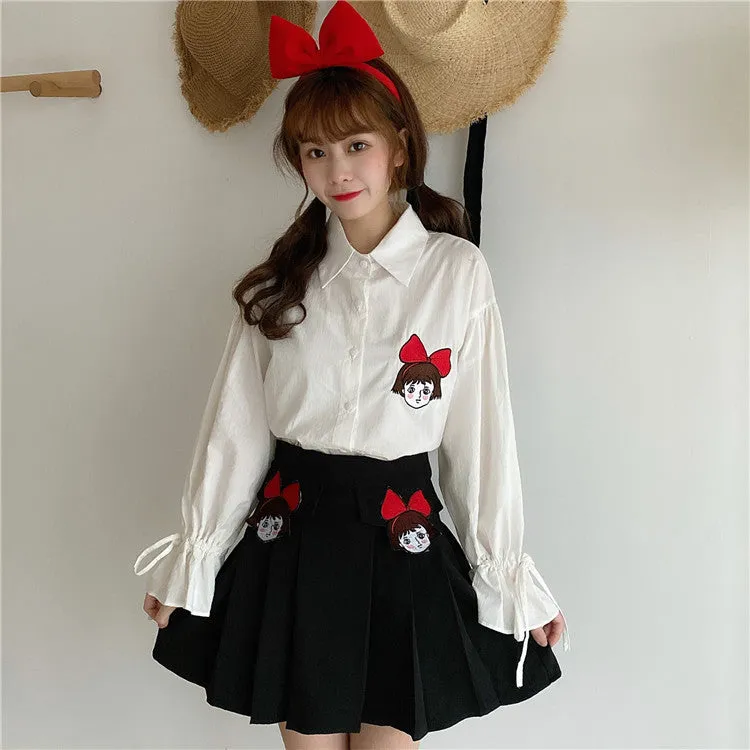 Japanese cartoon girl shirt   pleated skirt yc22564
