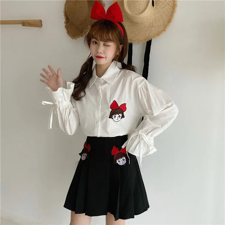 Japanese cartoon girl shirt   pleated skirt yc22564