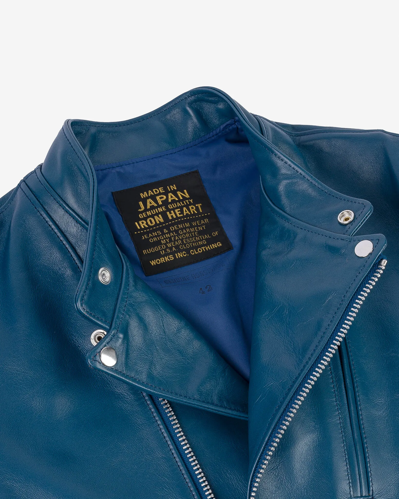 Japanese Horsehide Double Motorcycle Jacket - Blue