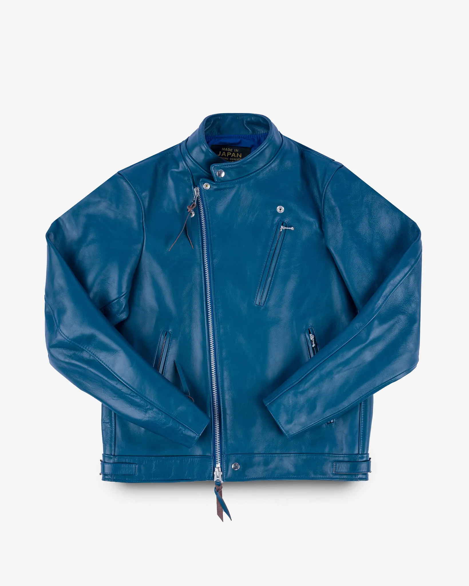 Japanese Horsehide Double Motorcycle Jacket - Blue