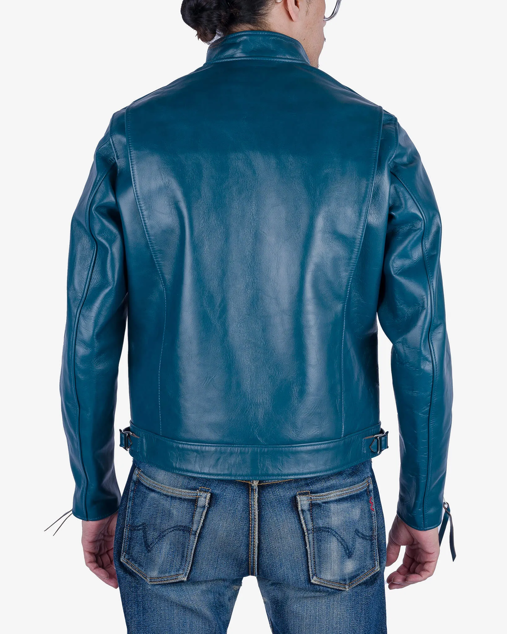 Japanese Horsehide Double Motorcycle Jacket - Blue