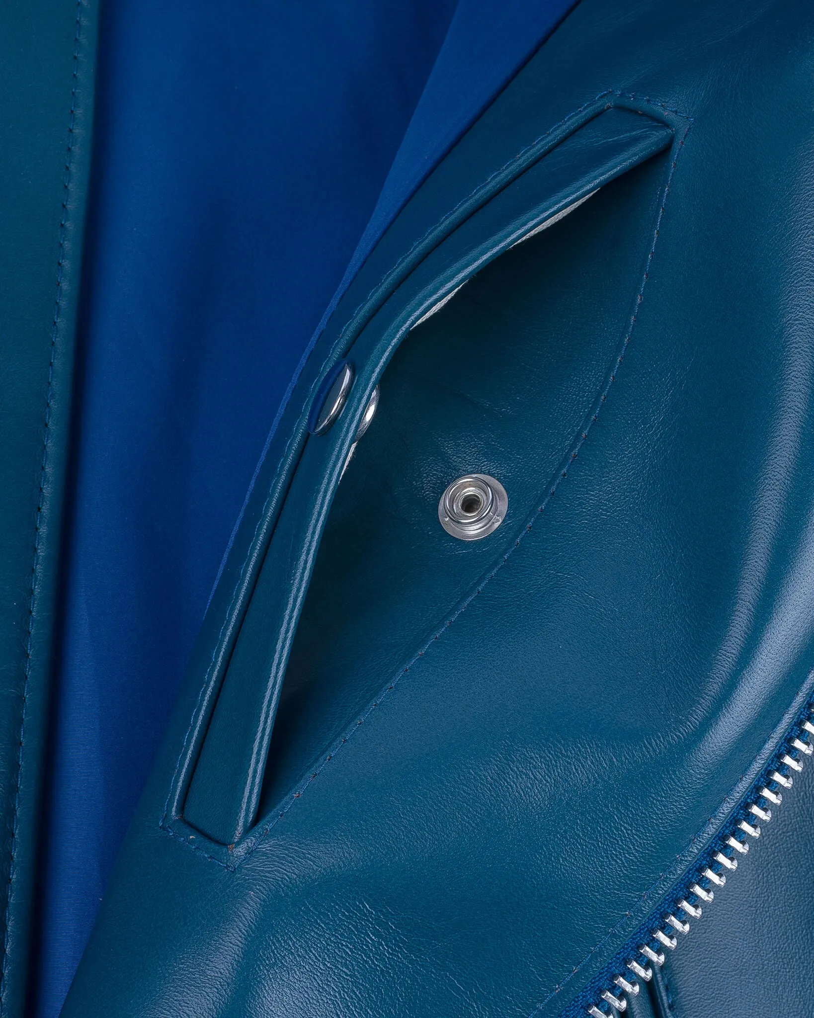 Japanese Horsehide Double Motorcycle Jacket - Blue