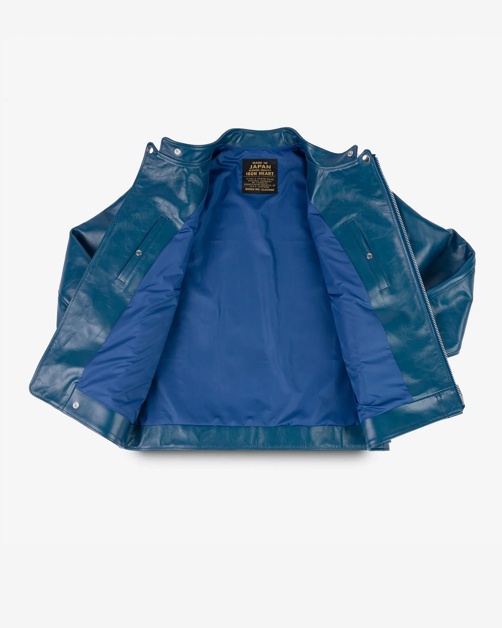 Japanese Horsehide Double Motorcycle Jacket - Blue