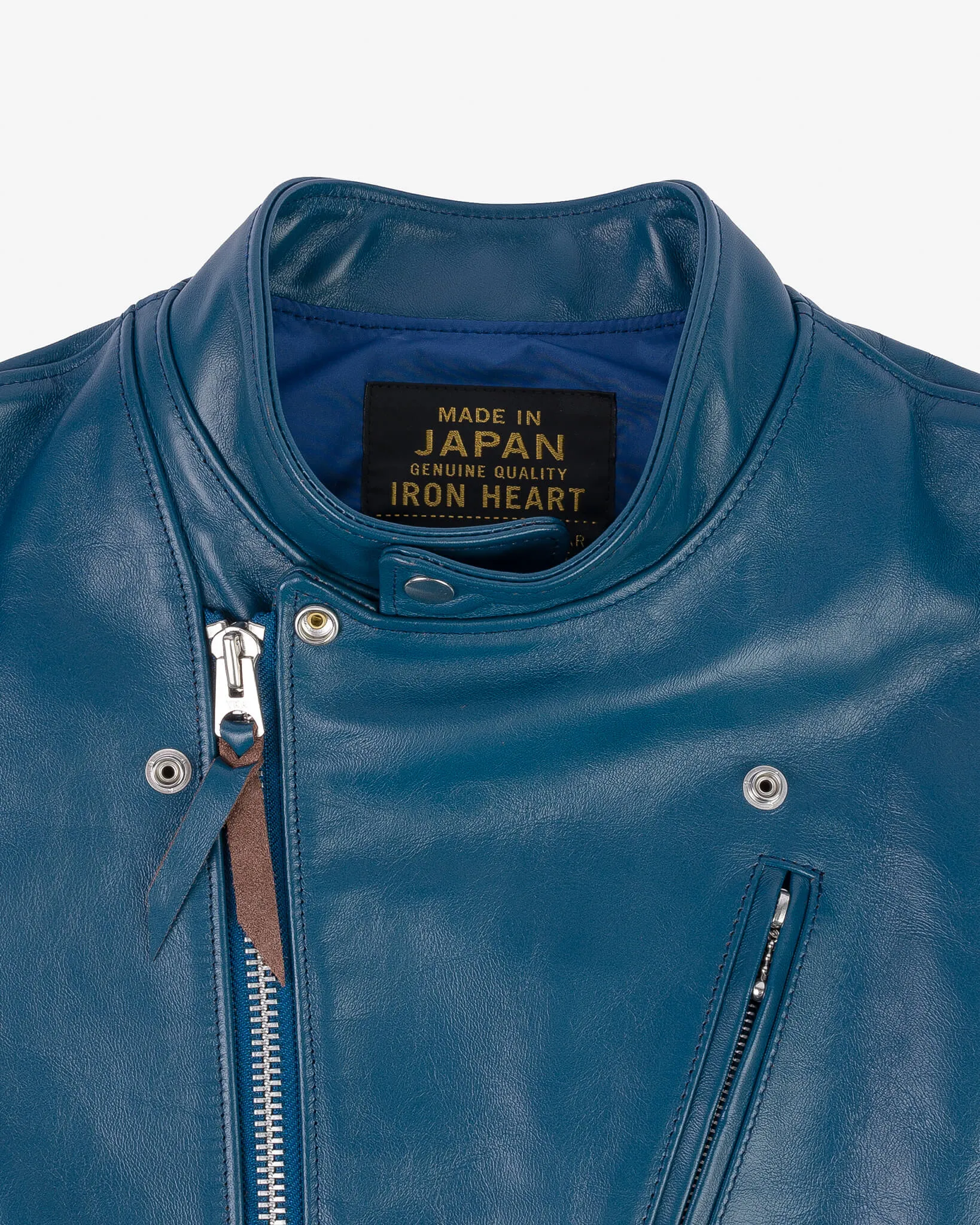 Japanese Horsehide Double Motorcycle Jacket - Blue